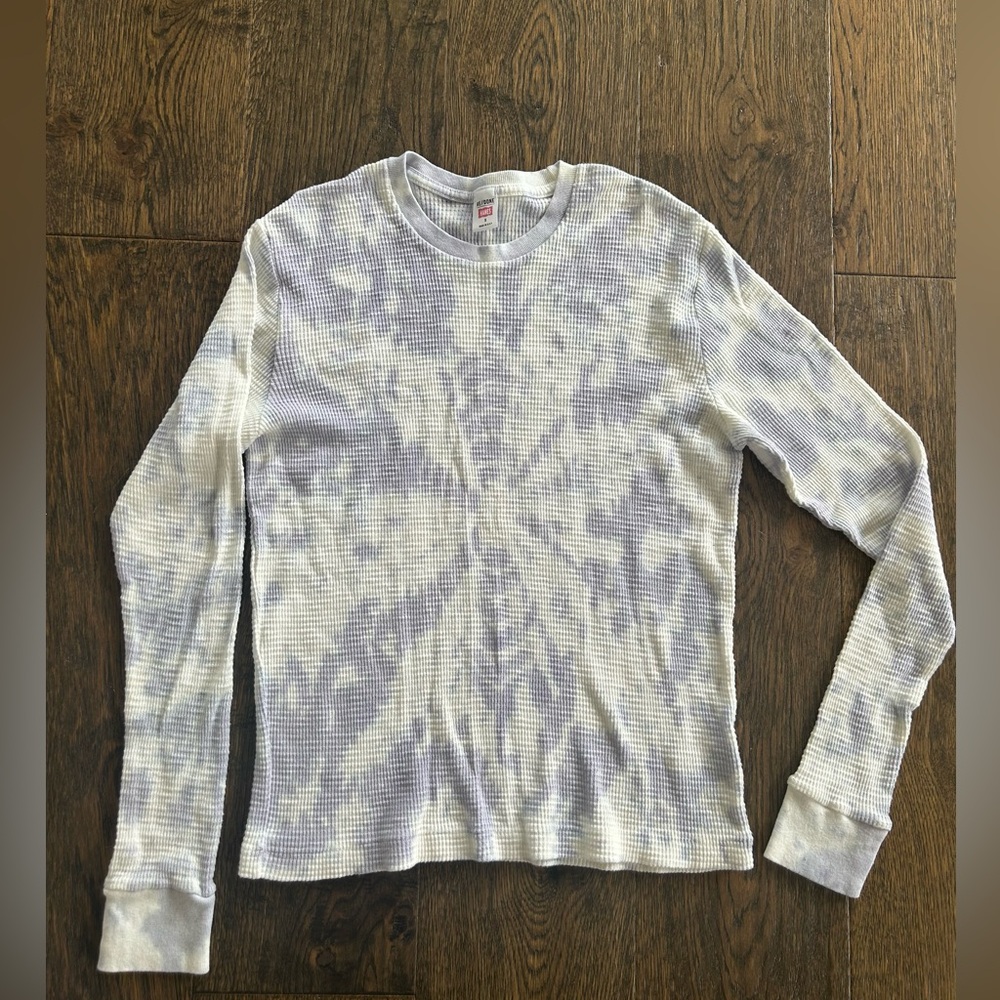 Re/Done Long Sleeve Tie-Dye Tee - White and Gray